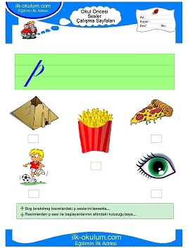 Çocuklar İçin P Sesi Çalışma Sayfaları 